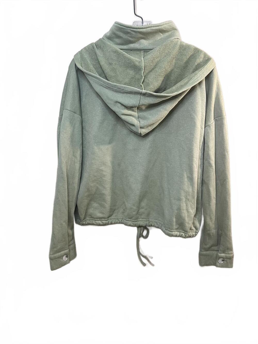 White Birch Black Label Sage Green Utility Cropped Henley Hoodie Size Small - Picture 3 of 6